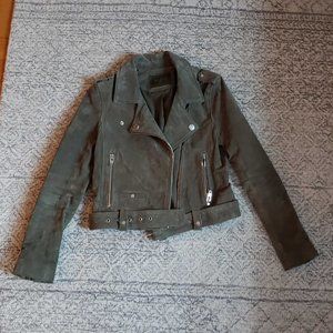 BlankNYC Olive Green Suede Moto Jacket